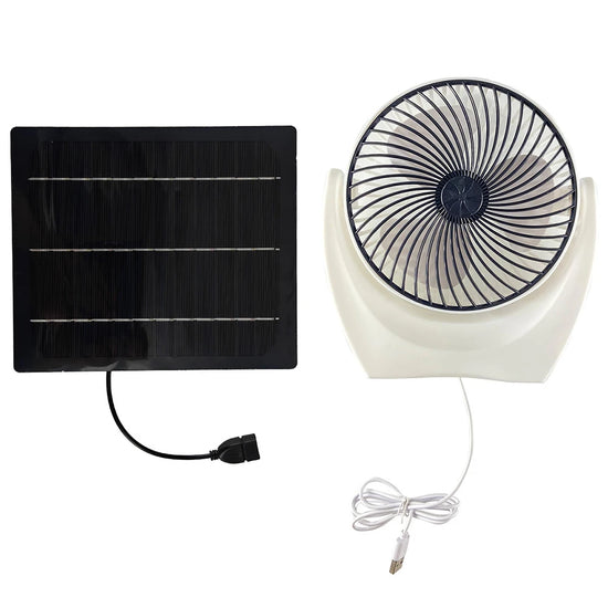 Solar Panel Fan Solar Powered Camping Fan with USB Outdoor Fan Solar Charger Desk Fan for Outdoor Camping Hiking Fishing Travel