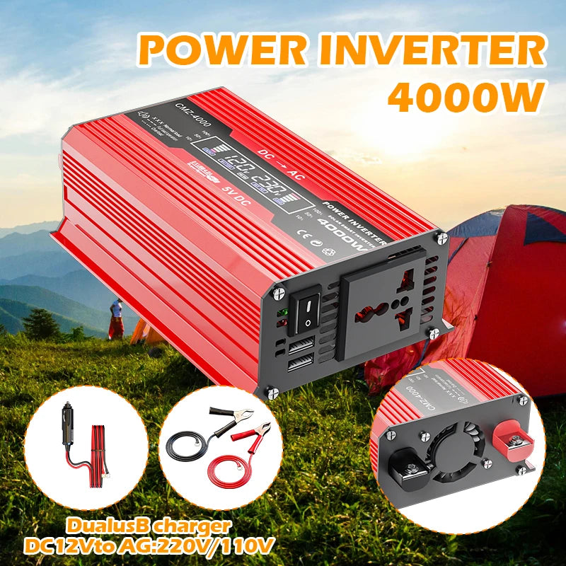 4000W portable solar panel kit 110V/220V inverter with 100A controller, suitable for camping, hiking, RV off grid solar system