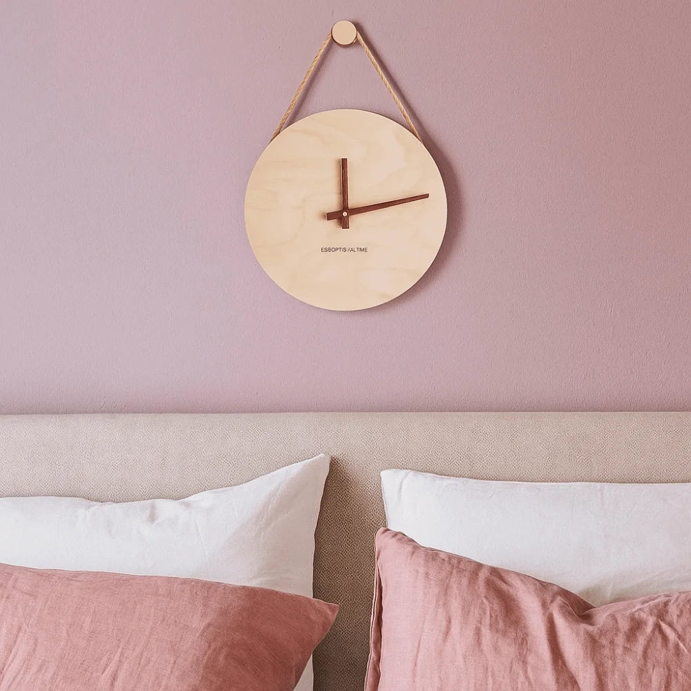 Home Decor Round Solid Wood Clock Nordic Style Minimalist Scale Clock Hanging Wall Clock Office