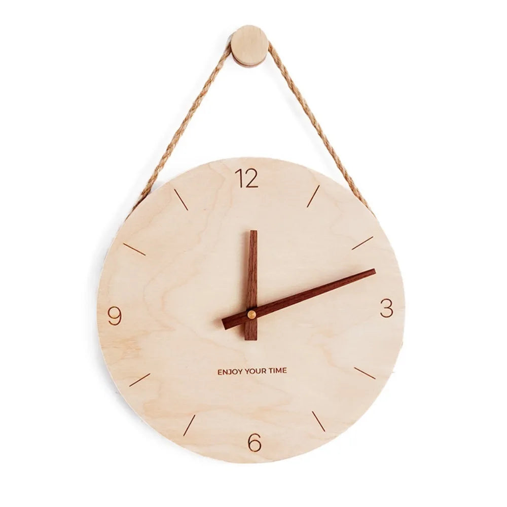 Home Decor Round Solid Wood Clock Nordic Style Minimalist Scale Clock Hanging Wall Clock Office