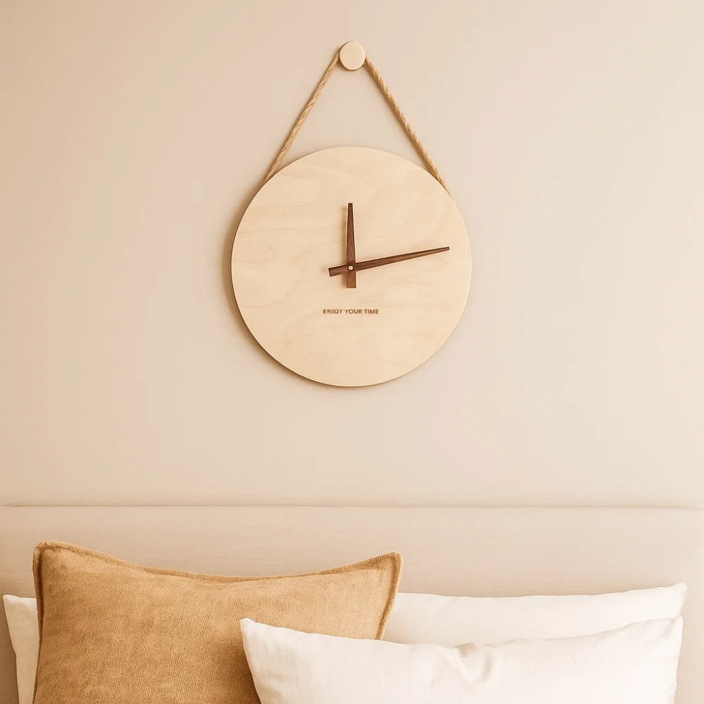 Home Decor Round Solid Wood Clock Nordic Style Minimalist Scale Clock Hanging Wall Clock Office