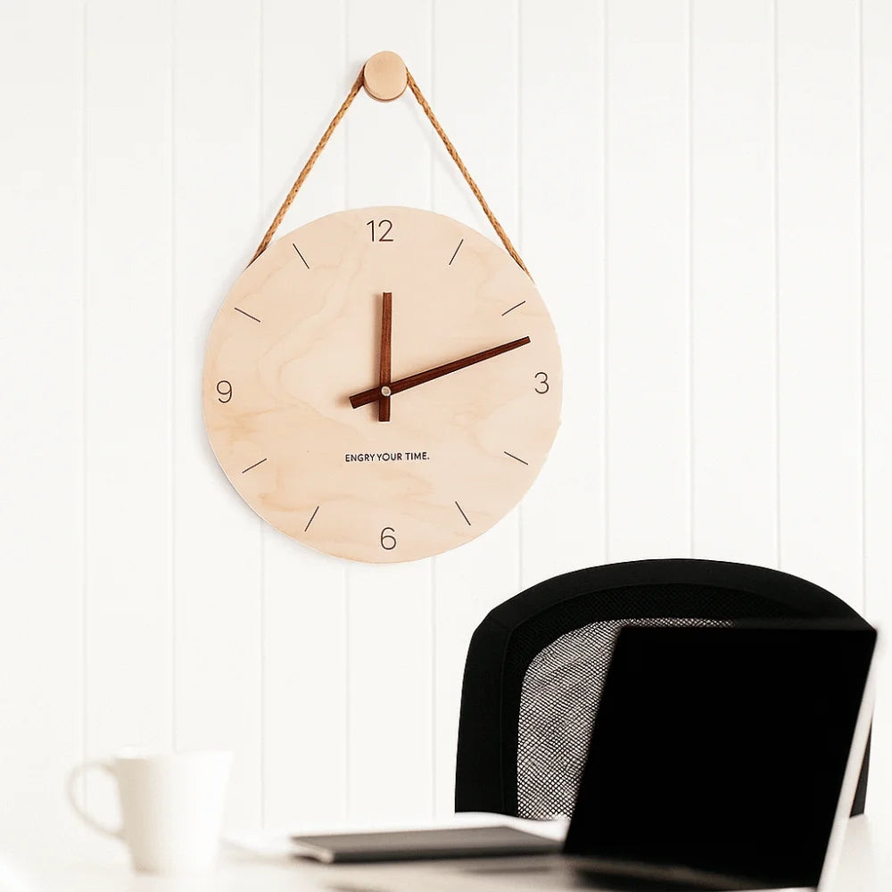 Home Decor Round Solid Wood Clock Nordic Style Minimalist Scale Clock Hanging Wall Clock Office