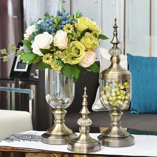 American European Style Vases Home Decor  Living Room Crystal Glass Vases  Flower Sets  Dining Table Decorations